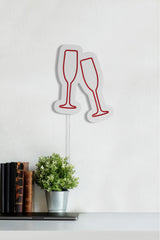 Panneau mural Lucendi L29xH21cm "flutes à champagne" Néon Rouge