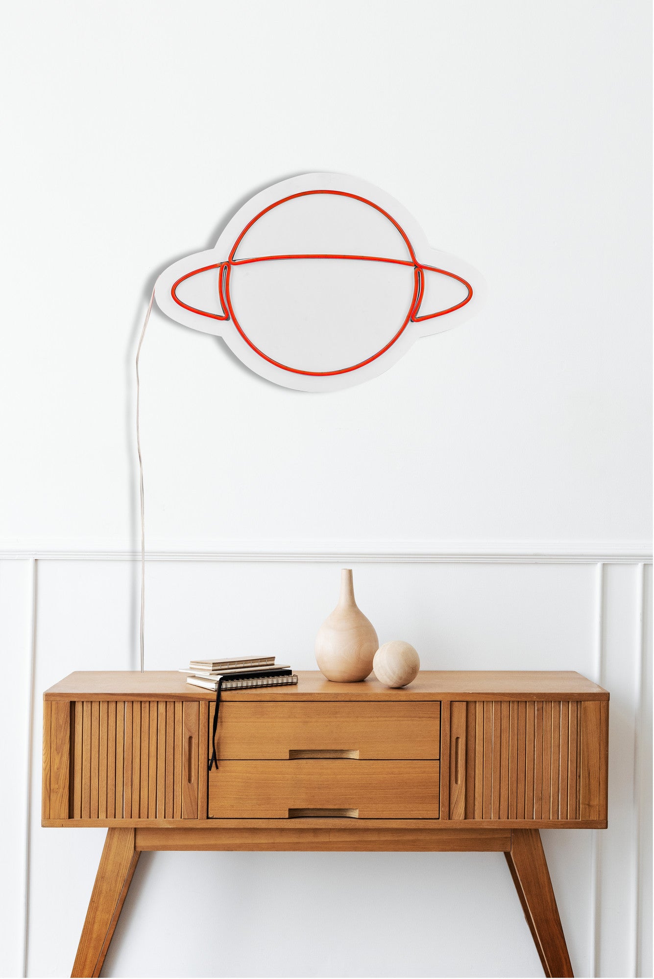 Panneau mural Lucendi L30xH20cm "Saturne" Néon Rouge