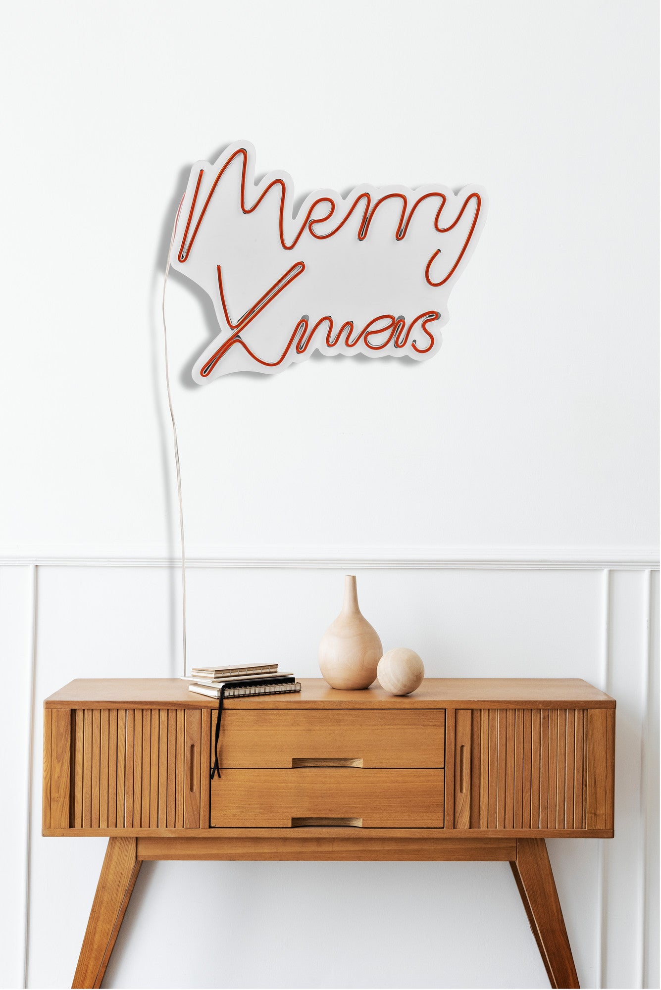 Panneau mural Lucendi L43xH33cm "Merry Chrustmas" Néon Rouge