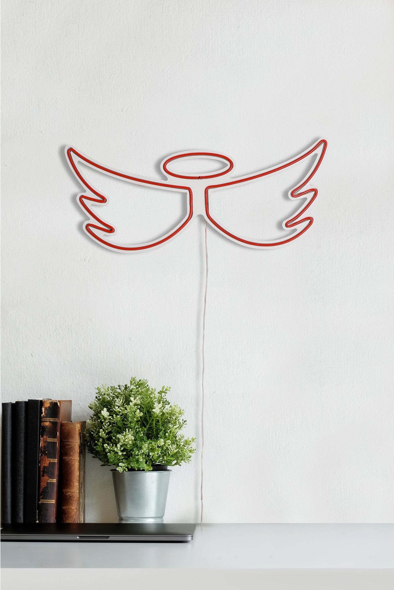 Panneau mural Lucendi L51,5xH21,5cm "Ailes d'ange" Néon Rouge