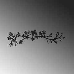 Patère murale 2 crochées Takumi 70x23cm Branche fleuri Métal Noir