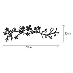 Patère murale 2 crochées Takumi 70x23cm Branche fleuri Métal Noir