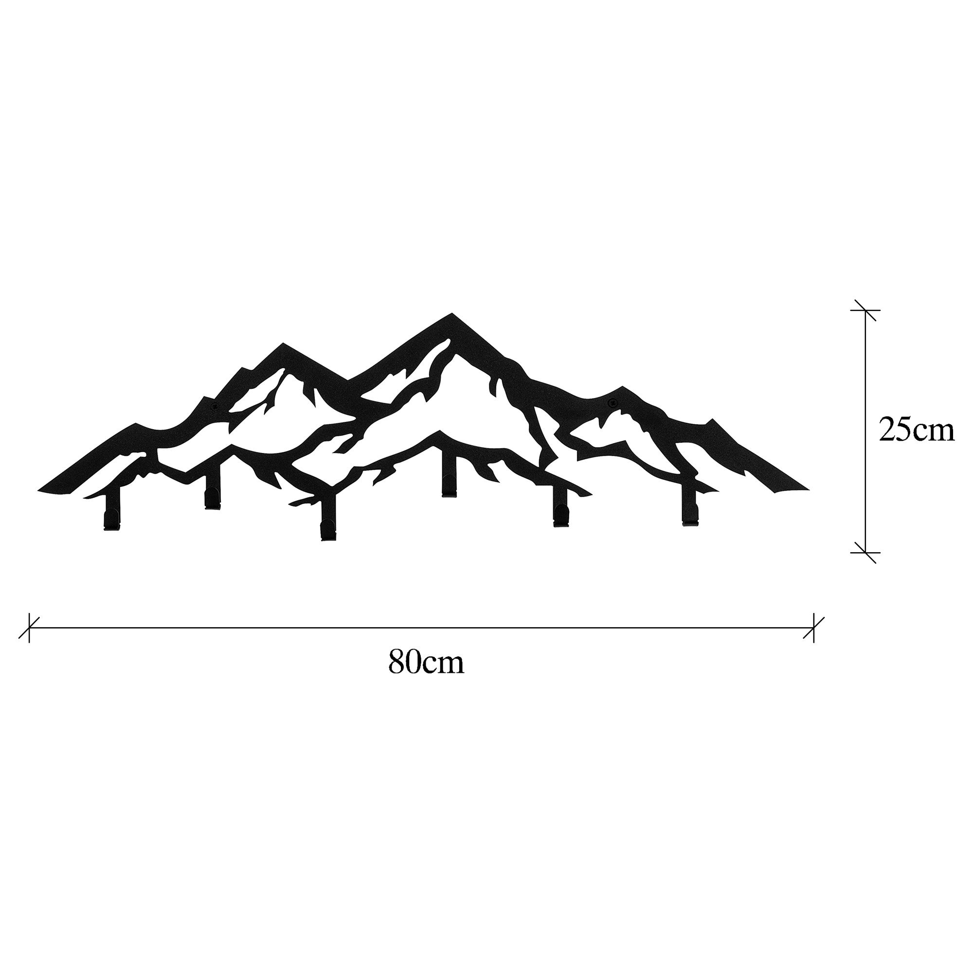 Patère murale 7 crochées Takumi 80x25cm Montagne Métal Noir