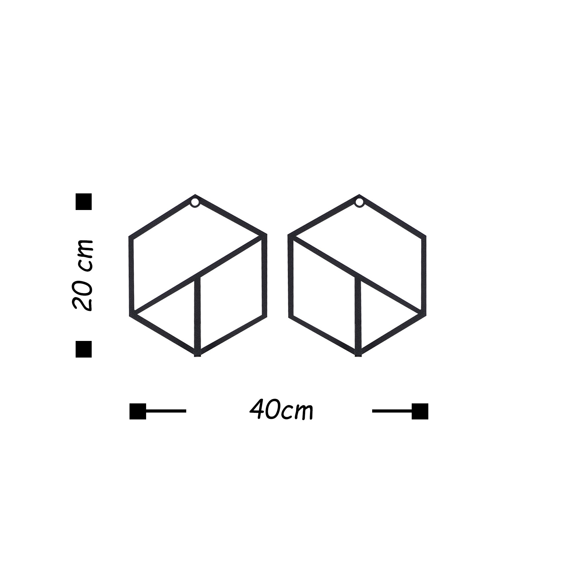 Patères murales Takumi L40xH20cm Hexagones géométrique simple Métal Noir