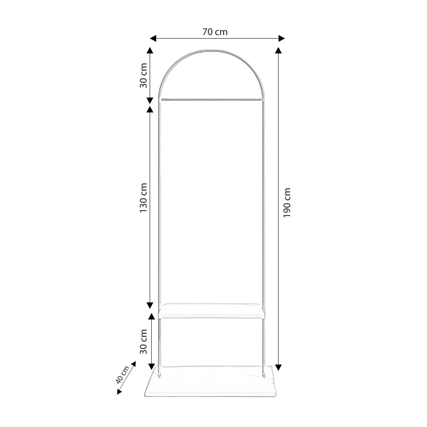 Porte vêtement Lalah L70xH190cm Métal Or et Blanc