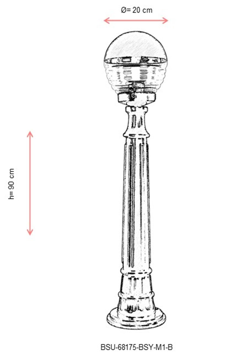 Potelet extérieur Carles H90cm Noir et Transparent