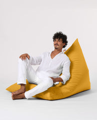 Pouf / coussin de sol triangle Gilka 90x145cm Tissu Jaune