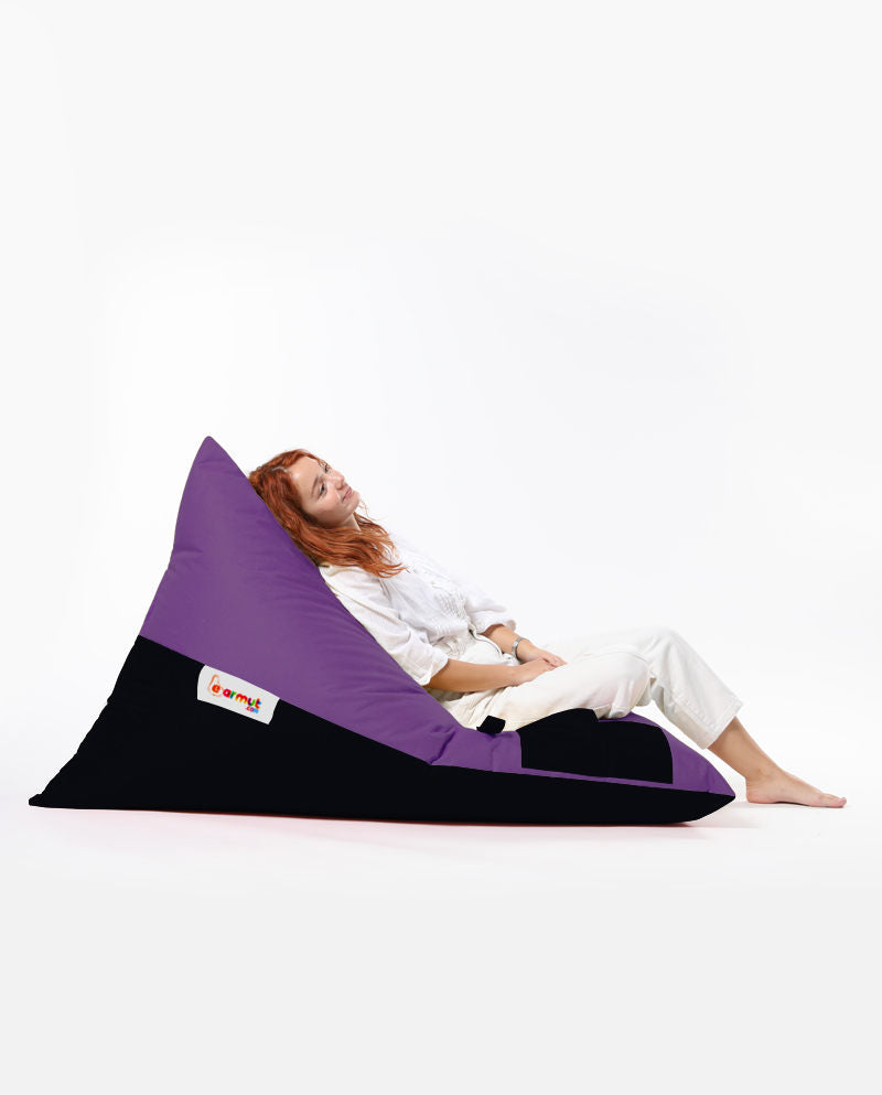 Pouf / coussin de sol  triangle Gilko 90x145cm Tissu Noir et Violet