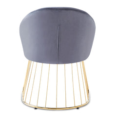 Chaise avec dossier arrondi en velours gris et pieds dorés