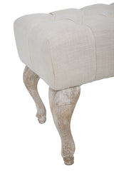 Banc en bois et tissu beige style shabby chic