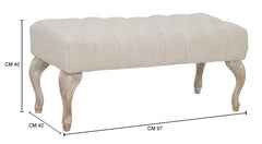 Banc en bois et tissu beige style shabby chic