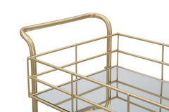 Chariot rectangulaire métal doré étagères miroir