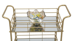 Chariot rectangulaire métal doré étagères miroir