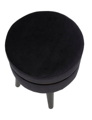 Tabouret Velours Noir en Bois bande dorée