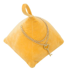 Butoir de porte triangle Velours Orange avec pendentif