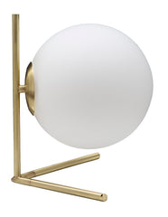 Lampe de table Glamy métal doré et sphère en verre opaque