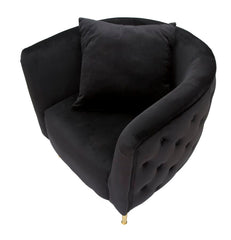Fauteuil Bucarest Velours Noir métal doré