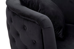Fauteuil Bucarest Velours Noir métal doré