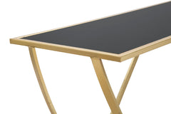 Console en métal et verre noir avec détails dorés