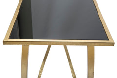 Console en métal et verre noir avec détails dorés