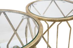 Tables avec support de téléphone en métal et verre Tunisi Or