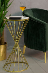Table ronde Hypnos métal doré et verre