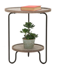 Table basse ronde Arex Métal et Bois avec Étagère