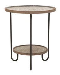 Table basse ronde Arex Métal et Bois avec Étagère