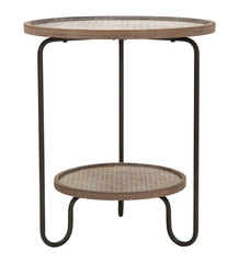 Table basse ronde Arex Métal et Bois avec Étagère