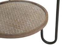 Table basse ronde Arex Métal et Bois avec Étagère