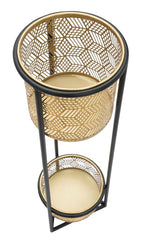 Porte-fleur DOPPIO en métal doré ciselé et base en métal noir