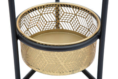 Porte-fleur DOPPIO en métal doré ciselé et base en métal noir