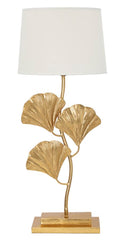 Lampe de table Glamy Métal doré Abat-jour Tissu Blanc