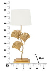 Lampe de table Glamy Métal doré Abat-jour Tissu Blanc