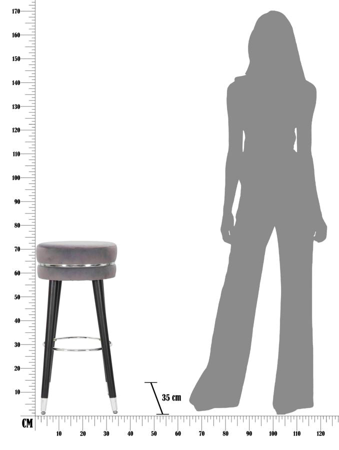 BAR STOOL PARIS GRIGIO/SILVER CM Ø 35X74
