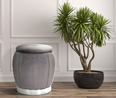 PUFF/STORAGE PARIS GRIGIO/SILVER CM Ø 43X43