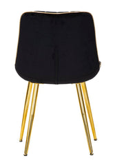 Chaise Nera en Tissu Noir pieds Métal Doré - Ensemble de 2 pcs