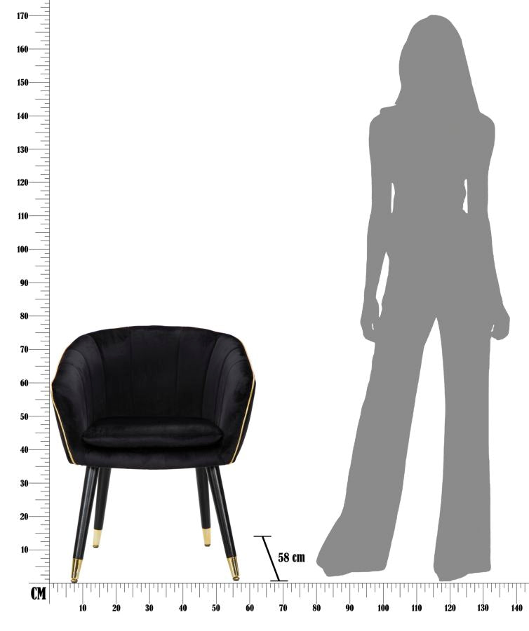 ARMCHAIR PARIS NERA/GOLD CM 62X58X78