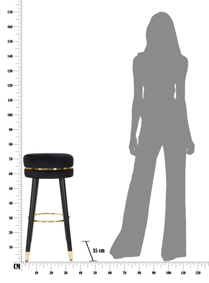 BAR STOOL  PARIS NERO/GOLD CM Ø 35X74