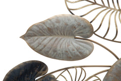 Panneau mural métallique feuilles 3D motifs géométriques et floraux