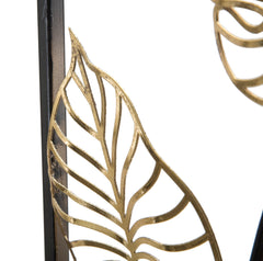 Panneau rectangulaire en métal motifs géométriques et fleurs