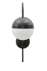 Applique murale en métal Noir avec sphère en verre Blanc