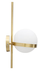 Applique en métal doré avec sphère en verre blanc décor cercle doré