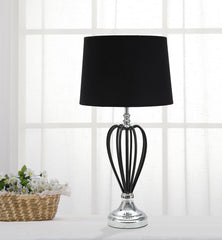 Lampe de table Darky Métal Argent abat-jour Tissu Noir