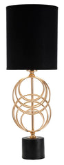 Lampe de table Circls métal doré abat-jour tissu Noir