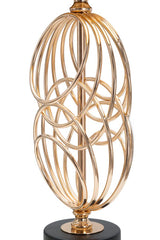 Lampe de table Circls métal doré abat-jour tissu Noir