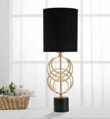Lampe de table Circls métal doré abat-jour tissu Noir