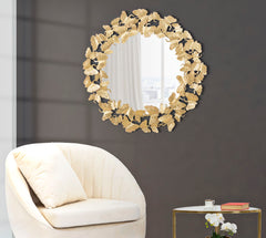 Miroir rond en métal doré décoratif