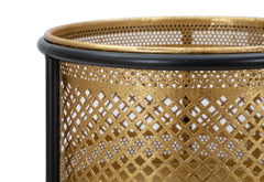 Porte-fleur en métal doré et piédestal noir