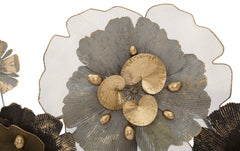 Panneau mural métallique design floral 3D